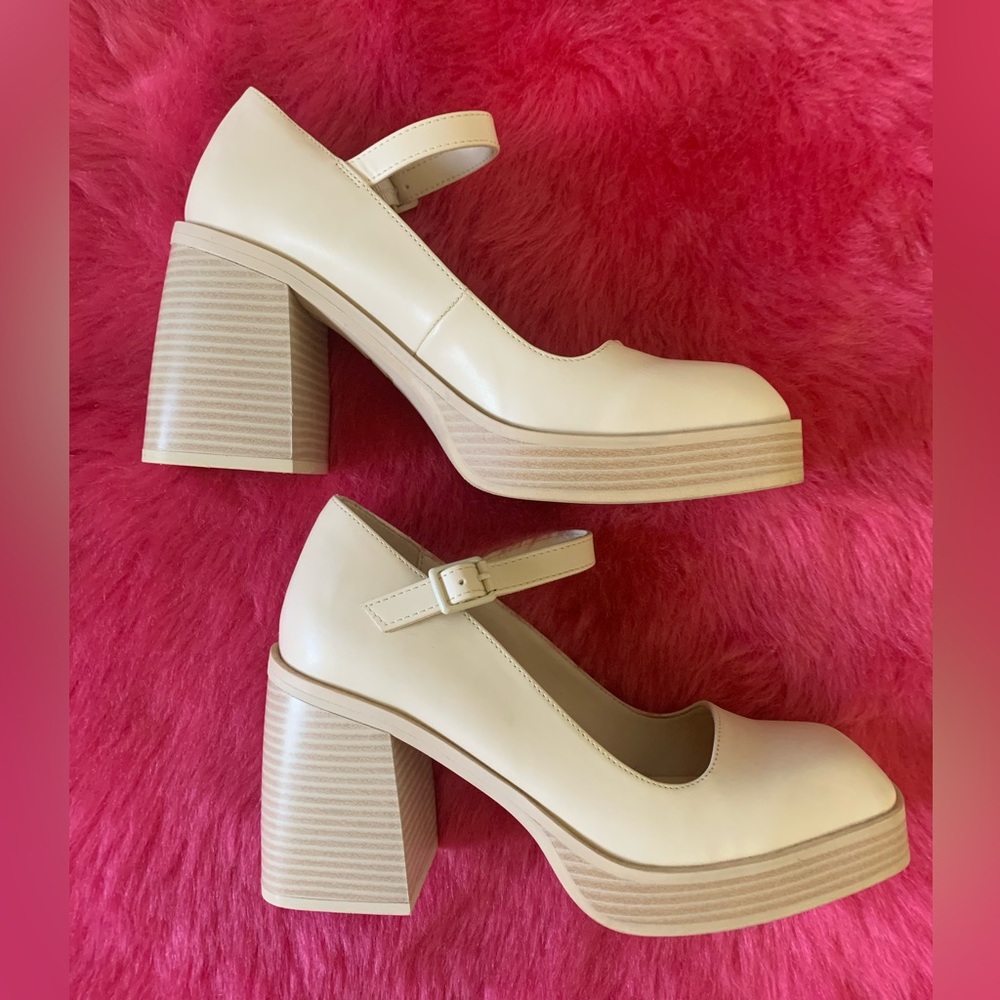 MIA Ophia Platform Pumps in Bone